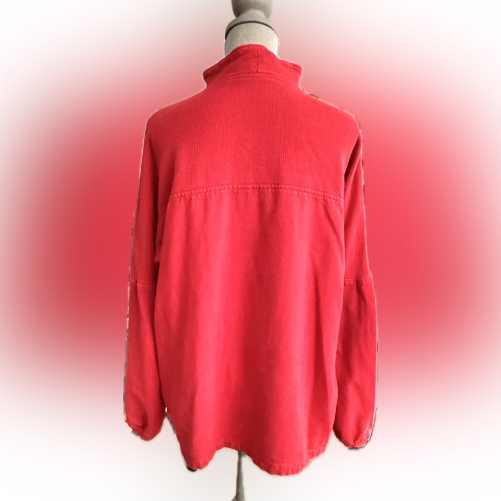 COLDWATER CREEK Red Quarter-Zip firm cotton Sweatshirt Heart Design Good S/M - Picture 4 of 8